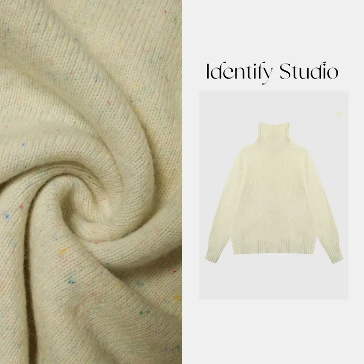 IDENTIFY冬季新款休闲纯色螺纹高领设计全毛打底衫25AWG112019