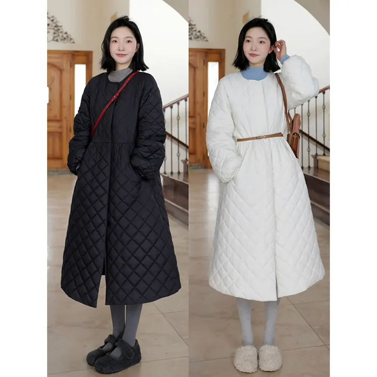 郭九九呢 温柔软糯宽松长款棉服气质显瘦连衣裙外套G924H20687