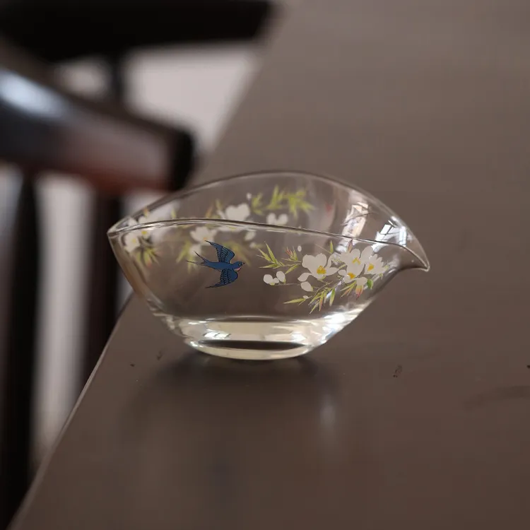 耐热扁舟玻璃公道杯高档加厚公杯茶海日式分茶器 分茶杯 功夫茶具