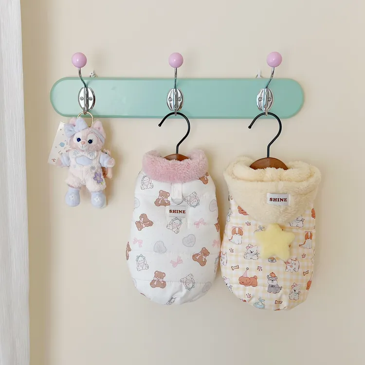 SHINE宠物猫狗冬款加厚保暖棉衣外套无袖背心毛领帽子款可爱服饰