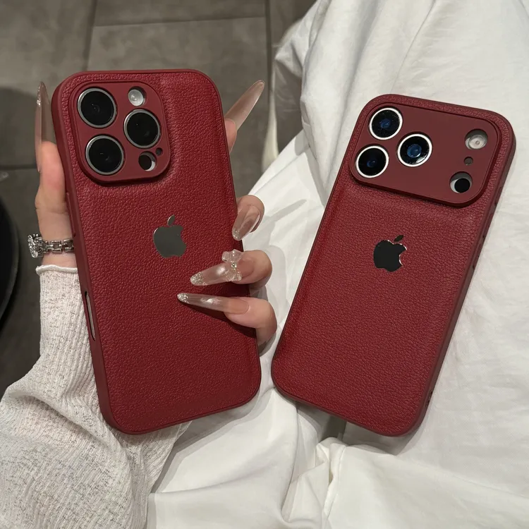 秋冬高颜值荔枝皮纹适用苹果17promax手机壳iPhone16全包15/14/13