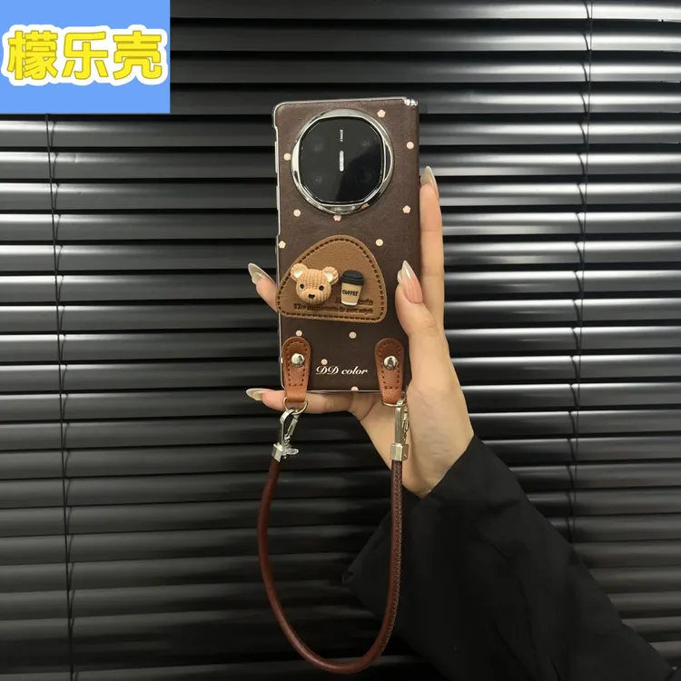适用于华为matex6手机壳棕色波点带支架全包x5超薄x3典藏版防摔壳