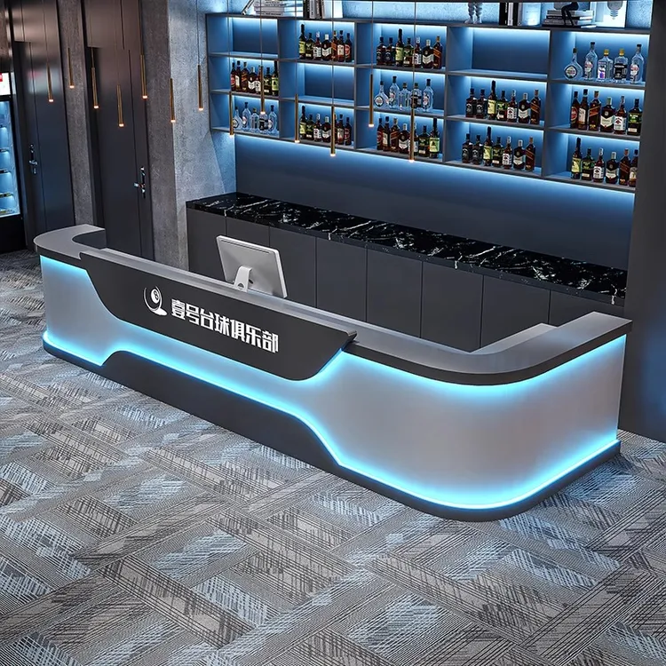 工业风台球厅大气吧台健身房前台接待台收银台高档商用吧台收银台