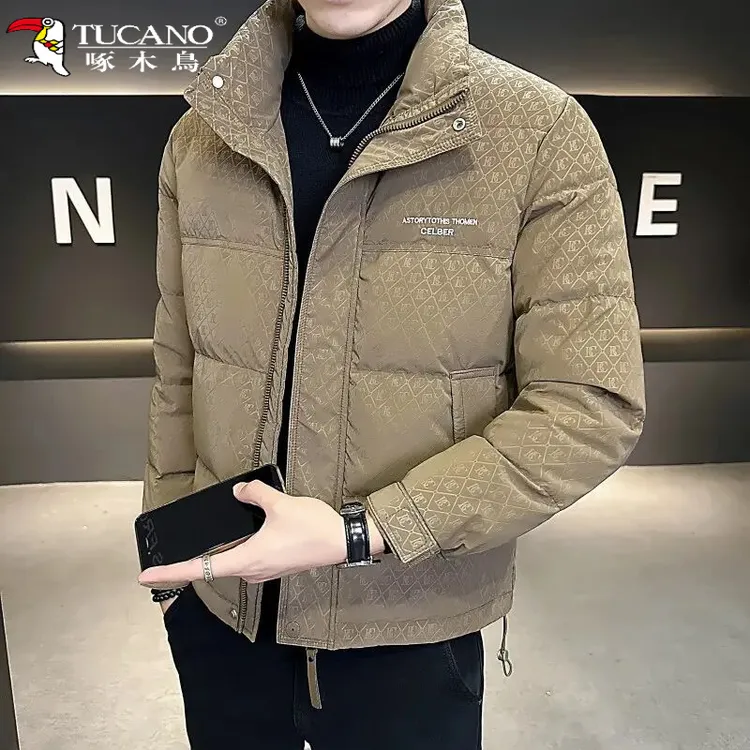 TUCANO/啄木鳥2025新款立领印花痞帅羽绒服男短款冬季加厚男士休