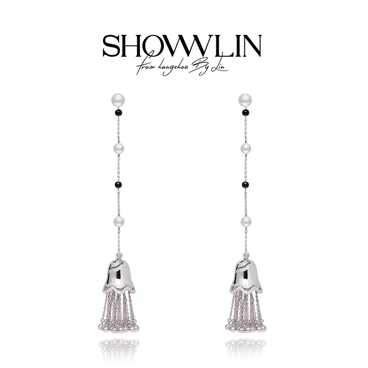 ShownLin 铜合金珐琅耳饰 与风和鸣手工流苏高级时尚风铃耳钉现货