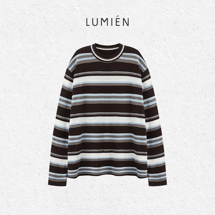 【LUMIEN 新品】“风格万金油”复古条纹百搭绵羊毛针织衫LX5HSS080