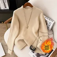 2025秋冬新款胖mm大码女百搭一体绒加绒毛织打底衫上衣71314