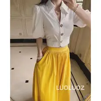 【现货】LUOLUOZ【黄玫瑰 上衣半身裙】亚麻棉法式polo领时尚H81780