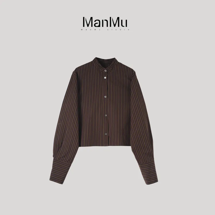 满目ManMu 【张琪专属】秋季高级定制老钱风条纹衬衫350288