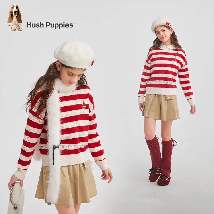 暇步士童装2025年春季新款条纹针织线衣