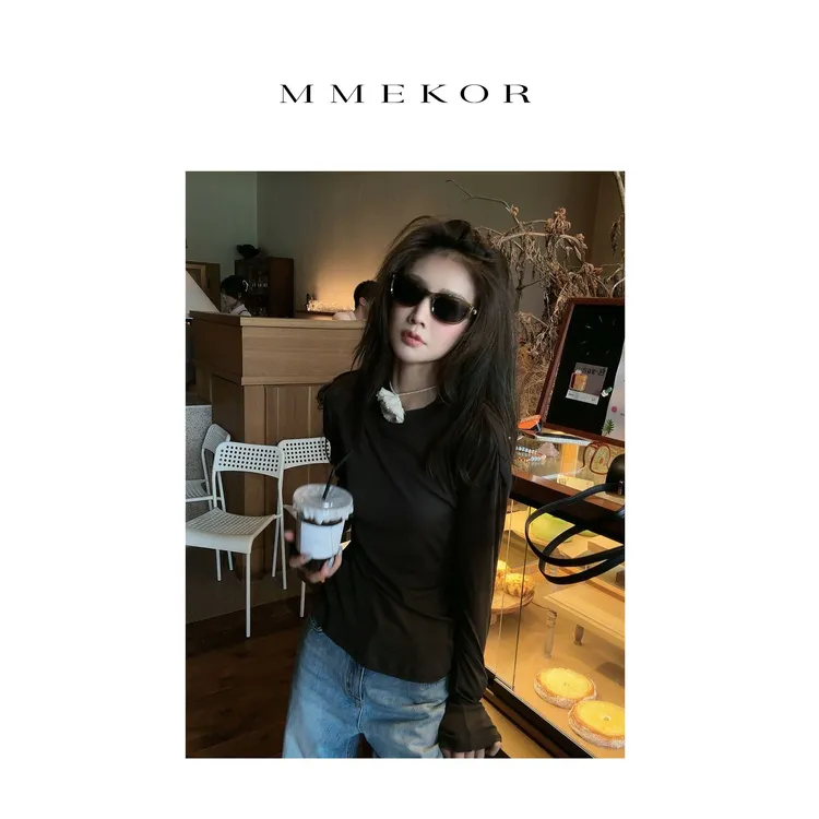 MMEKOR“呼吸面膜t”T恤 2025新款智性通勤简约百搭长袖 89917