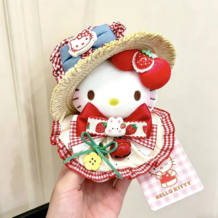 正版hellokitty夏日草莓kt三丽鸥包包娃娃挂件玩偶送人生日礼物女
