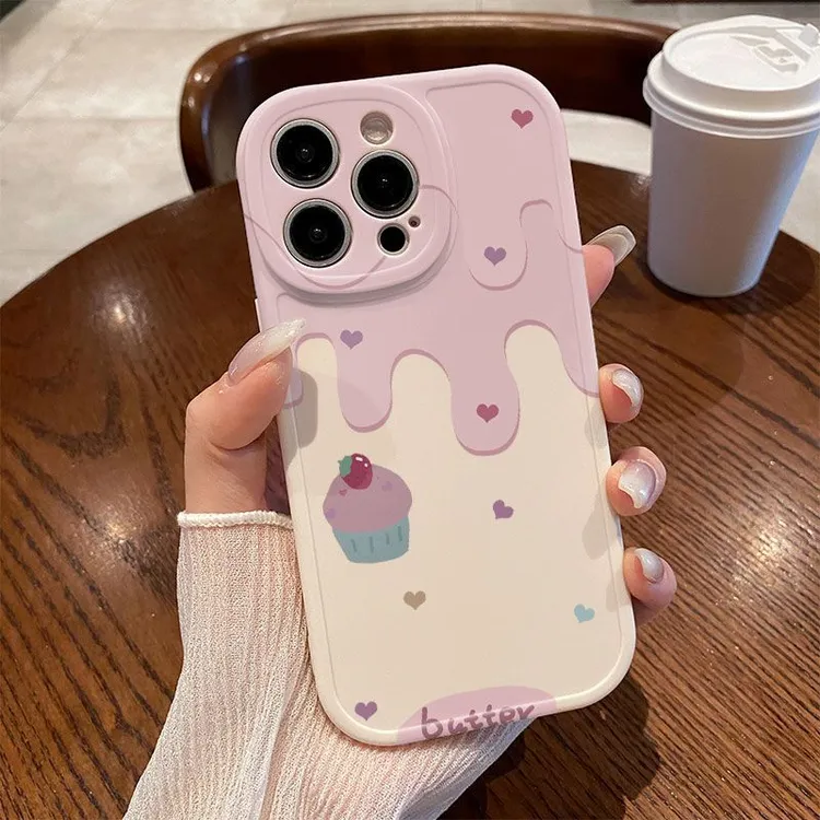 粉奶油糖果苹果15pro手机壳iphone14plus防摔13 12软壳新款16磨砂