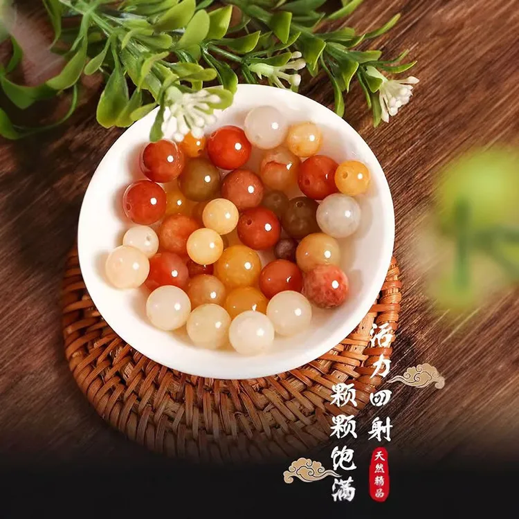 天然新疆金丝玉散珠配珠玉石串珠饰品小配件材料手工DIY饰品配件