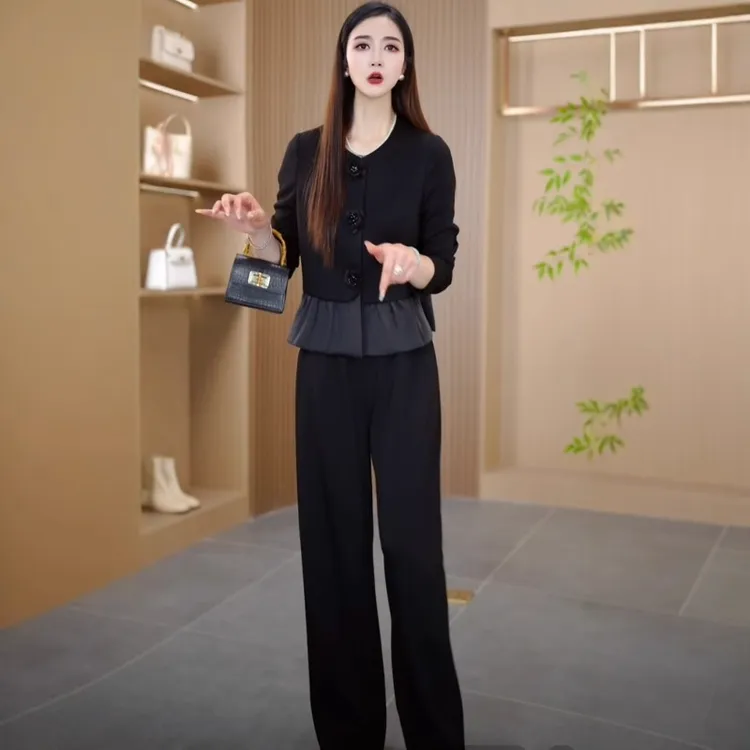 高端气质时尚减龄休闲套装女2025春夏新款收腰显瘦薄袖优雅两件套