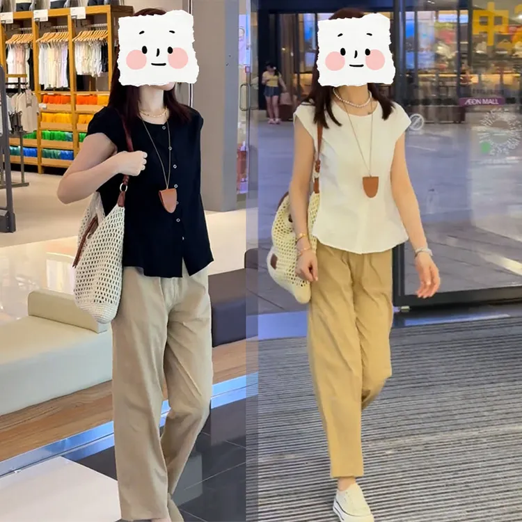 夏装搭配一整套别致小个子设计感小众绝美气质上衣休闲九分裤套装