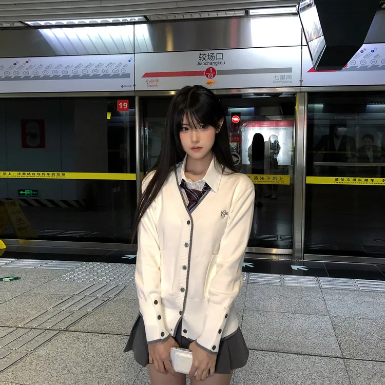 【枫叶礼】原创火星家jk制服针织开衫外套女上衣白色毛衣2025新款