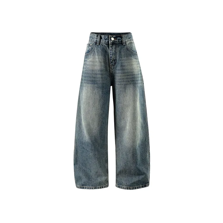 25秋季侧缝做旧复古直筒牛仔裤裁剪有型时尚设计休闲阔腿牛仔裤男