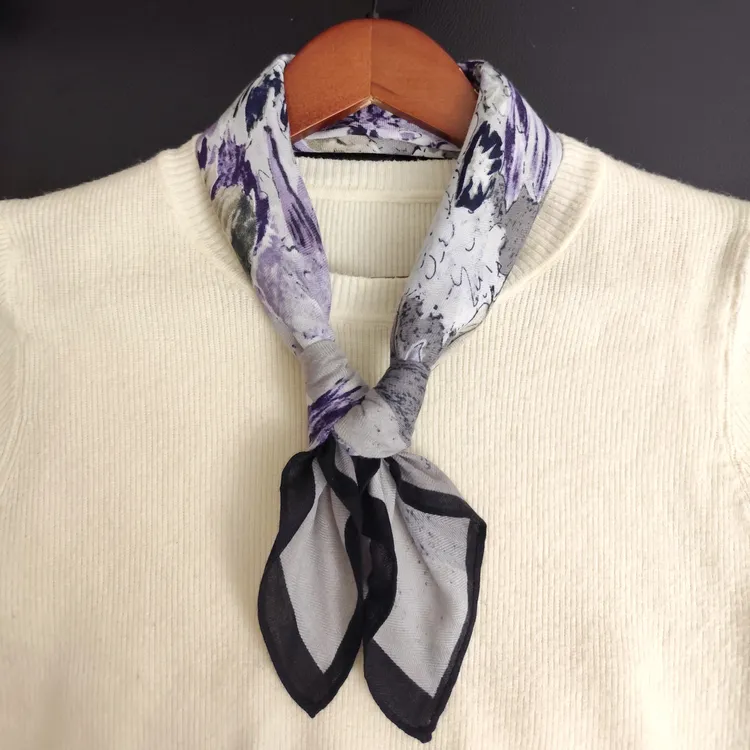 【复古油墨花卉68cm方巾】时尚女丝巾领巾职业围巾秋冬保暖围脖