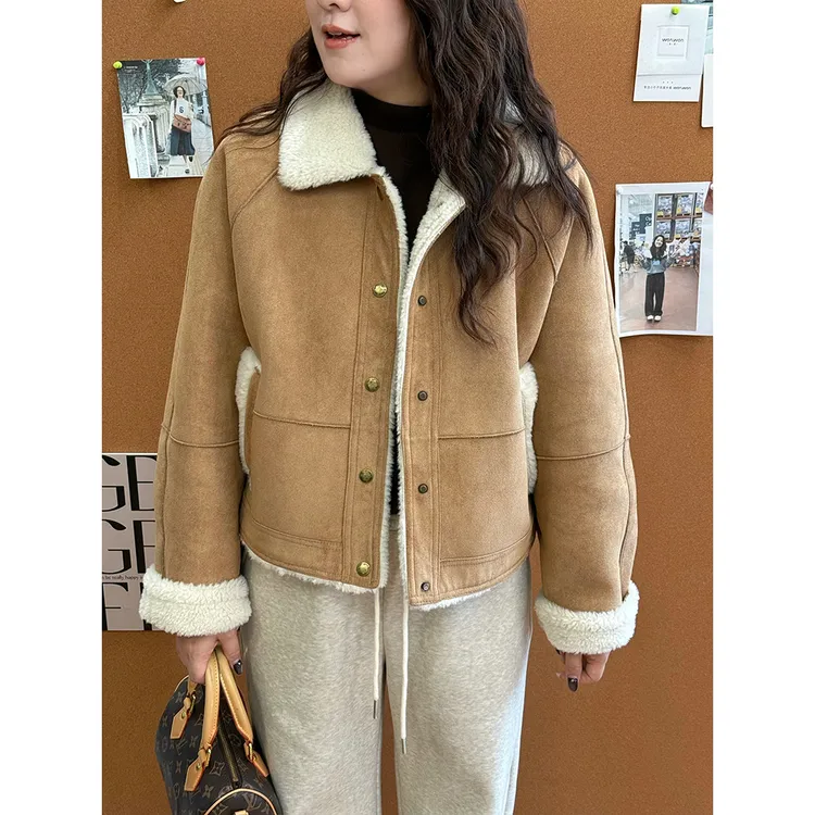 WenWen小个子2025冬季新款糕糕毛皮皮一体韩版绒外套4507