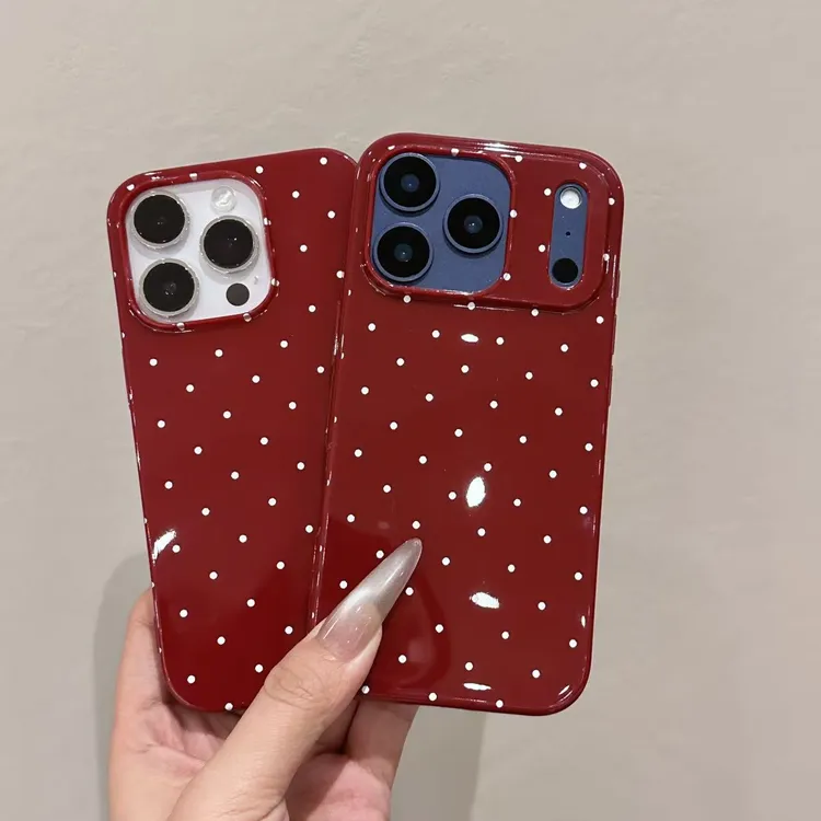 ins风复古波点手机壳适用苹果iPhone17/15/16pro亮面果冻