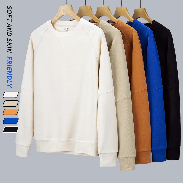 男装310g雪尼尔重磅长袖卫衣男2025春季新款男士圆领套头落肩外套