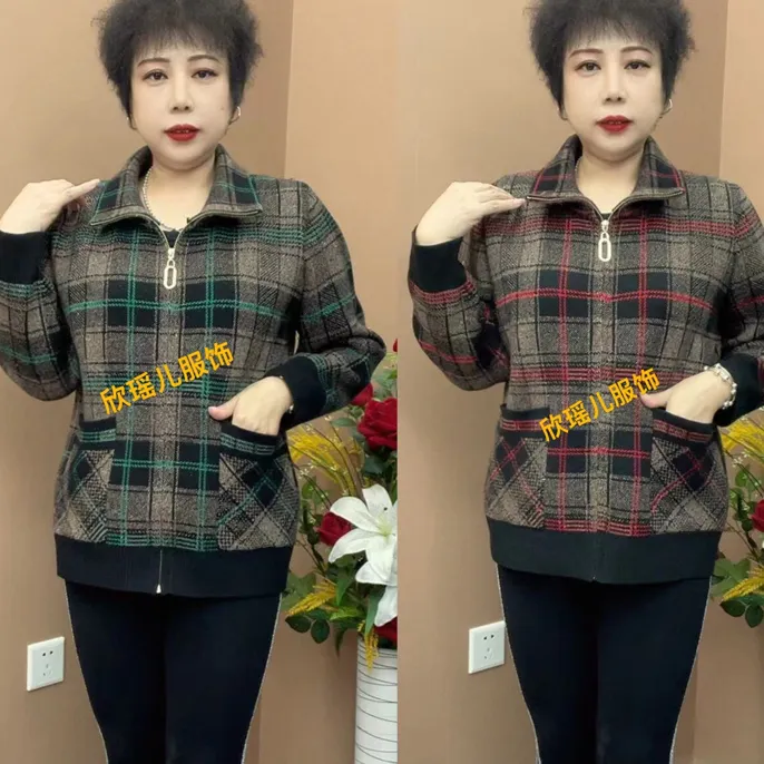 女薄款秋季格子短款翻领短外套秋冬洋气显瘦网红休闲