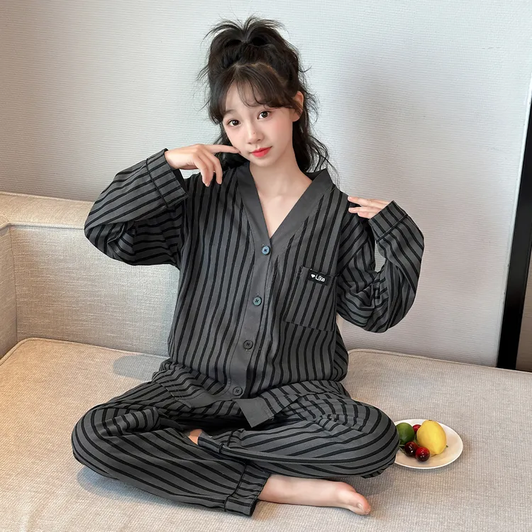 儿童睡衣秋2025新款女大童高端纯棉家居服女童春秋空调服长袖套装