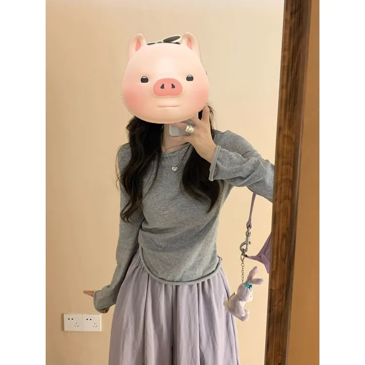 经典纸片人防晒罩衫淡彩欧若风夏季长袖打底衫女内搭上衣显瘦T恤