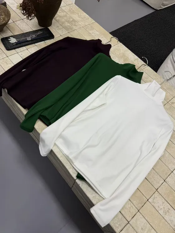 [如影]原创设计师款长袖极简风高领T恤百搭轻奢套装简约打底