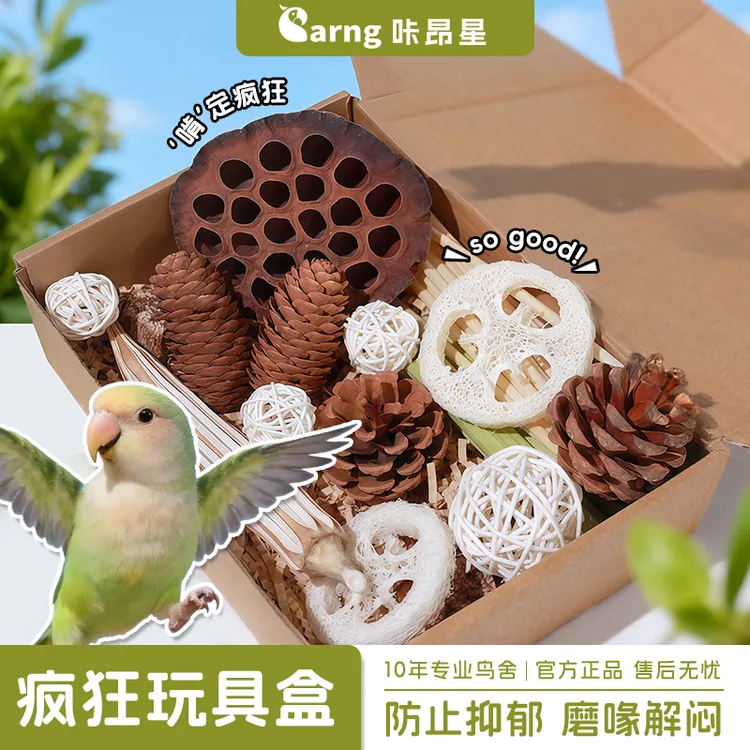 咔昂星鹦鹉啃咬玩具大礼包装饰和尚牡丹玄凤磨嘴藤球通草球松果