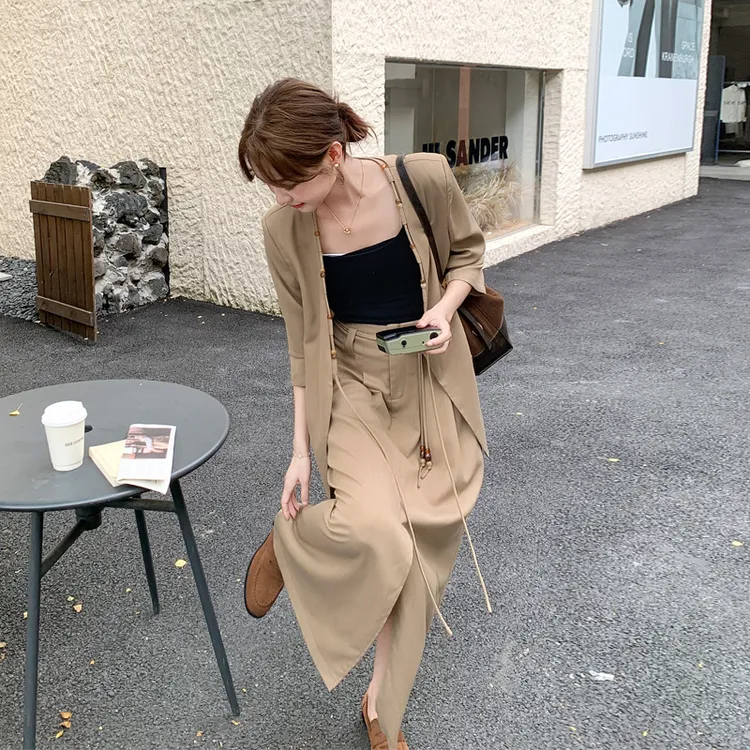 轻熟老钱风系带开衫半裙2025春秋新款高级感复古轻奢通勤风套装裙