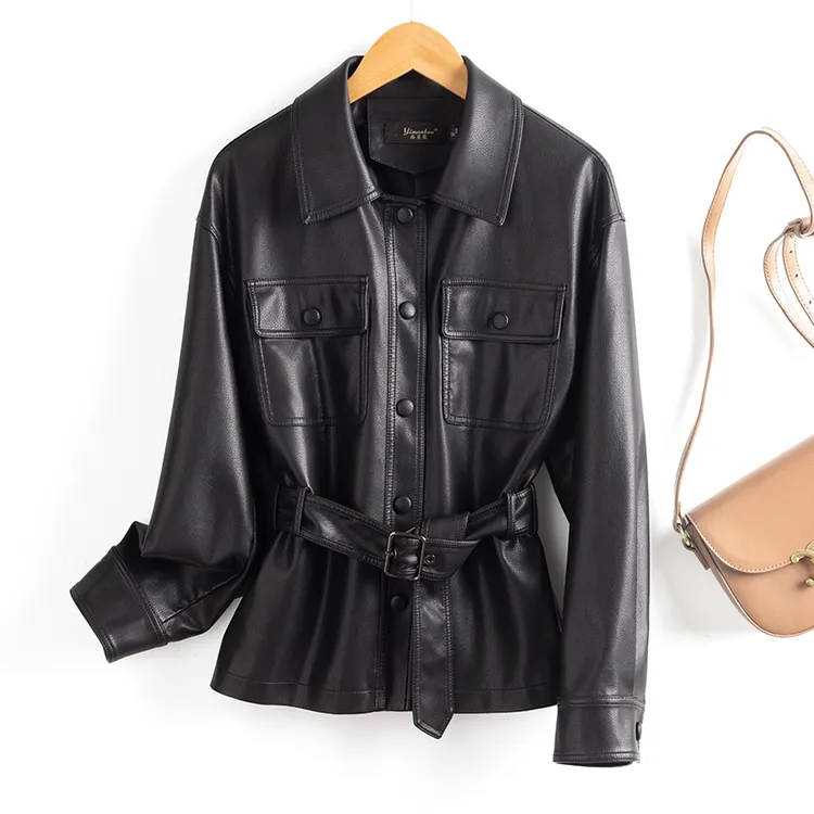 688t77真皮皮衣女短款款韩版修身气质新款夹克皮衣外套