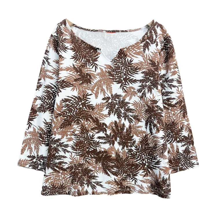 8252#花色休闲长袖上衣