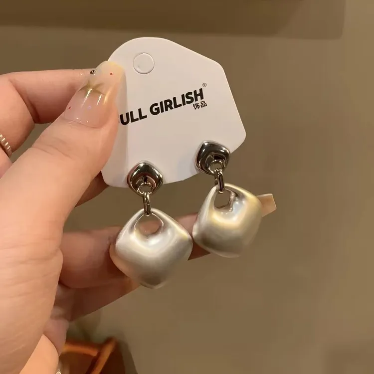 欧美风几何菱形金属拉丝耳坠流行气质高级感小众设计耳饰