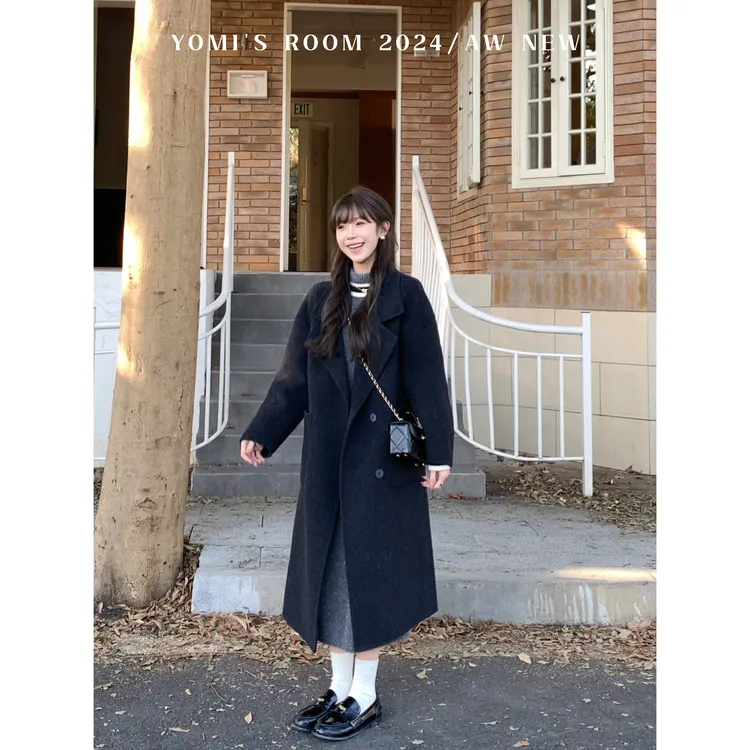 【现货】YOMI小个子定制【暖冬之选】百搭羊毛双面毛呢大衣女冬季新款