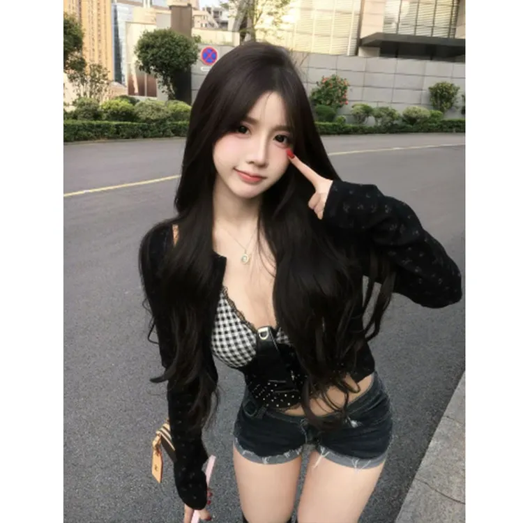 辣妹性感吊带夏季新款女碎花开衫外套短款无袖上衣套装配显瘦短裤