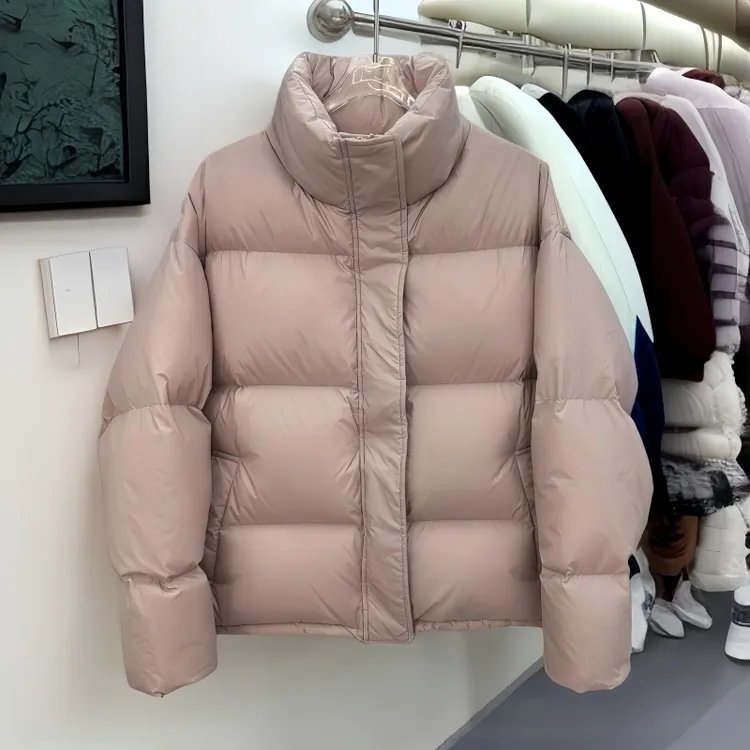 羽绒服女短款95白鸭绒2025新款立领小个子黑色加厚冬天防寒外套