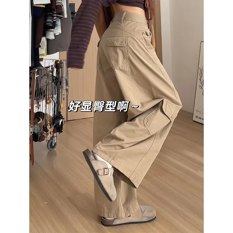美式复古宽松工装裤女春秋2025新款设计感潮流显瘦阔腿百搭休闲裤