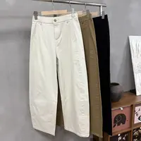 【左耳与麻】2025秋季新款96%棉长款纯色直筒弯刀裤镰刀裤女528272
