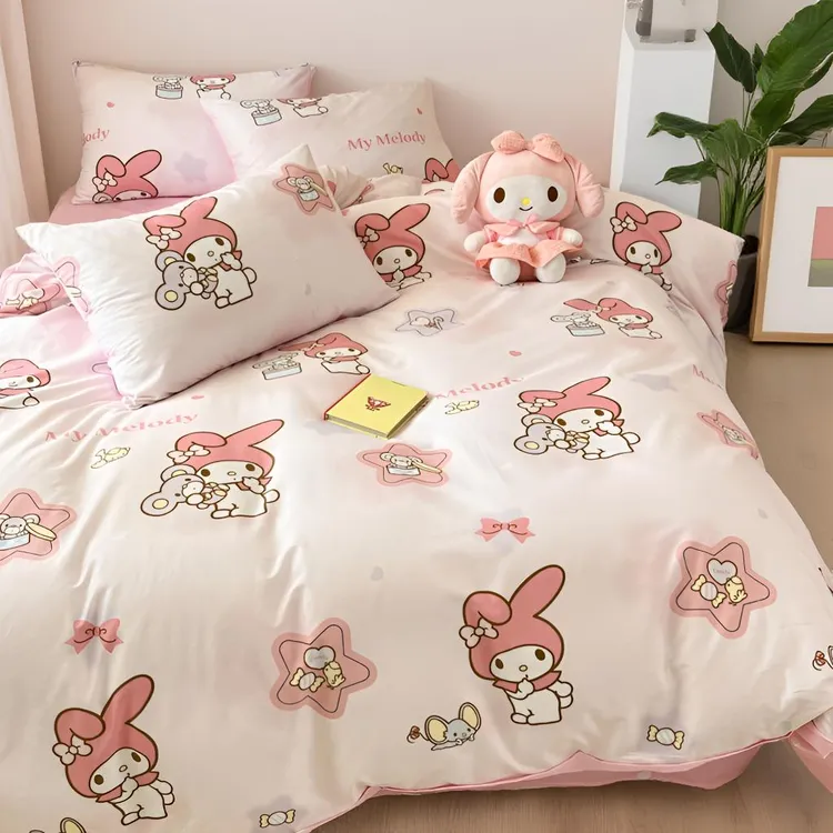 卡通纯棉女孩床上四件套可爱床单被套儿童学生宿舍单人全棉三件套