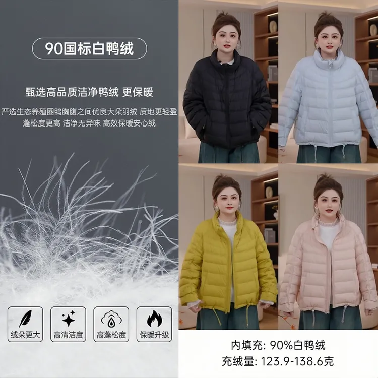 【胖佳佳】排骨欧包羽绒服 冬季时尚显瘦轻量保暖外套H625R17281