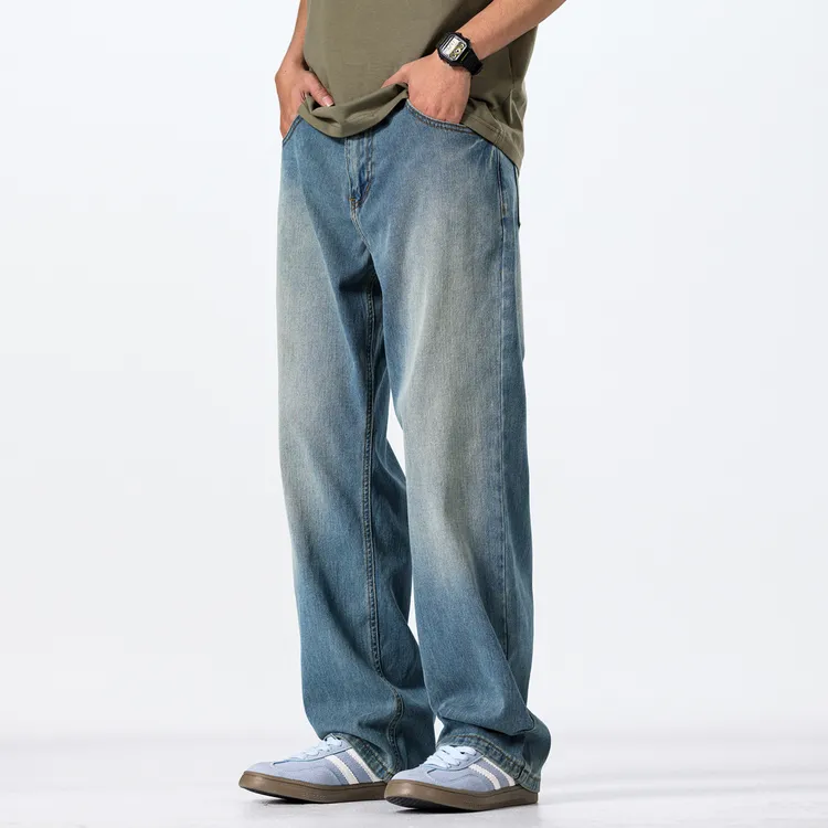 S809 牛仔裤男款宽松休闲窄版直筒阔腿长裤子男裤微弹力春夏新款