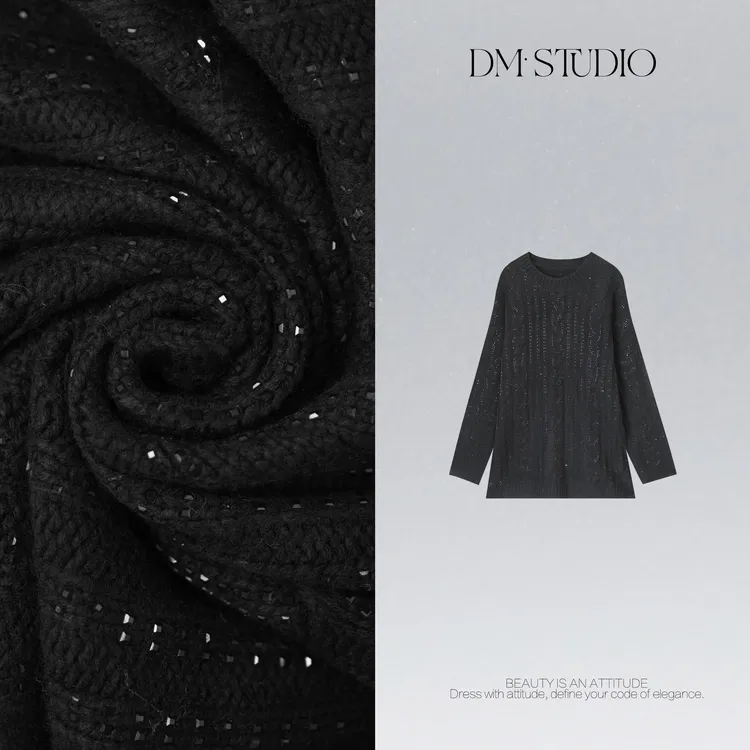DEDM•STUDIO/气质慵懒减龄麻花扭结亮片套头毛衣2510ZZS/65203