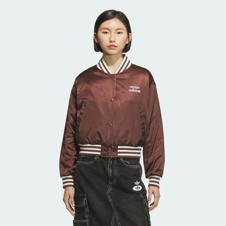 Adidas三叶草TEAM CROPPED PADDEDJACKE双面穿保暖运动棉服KC5815