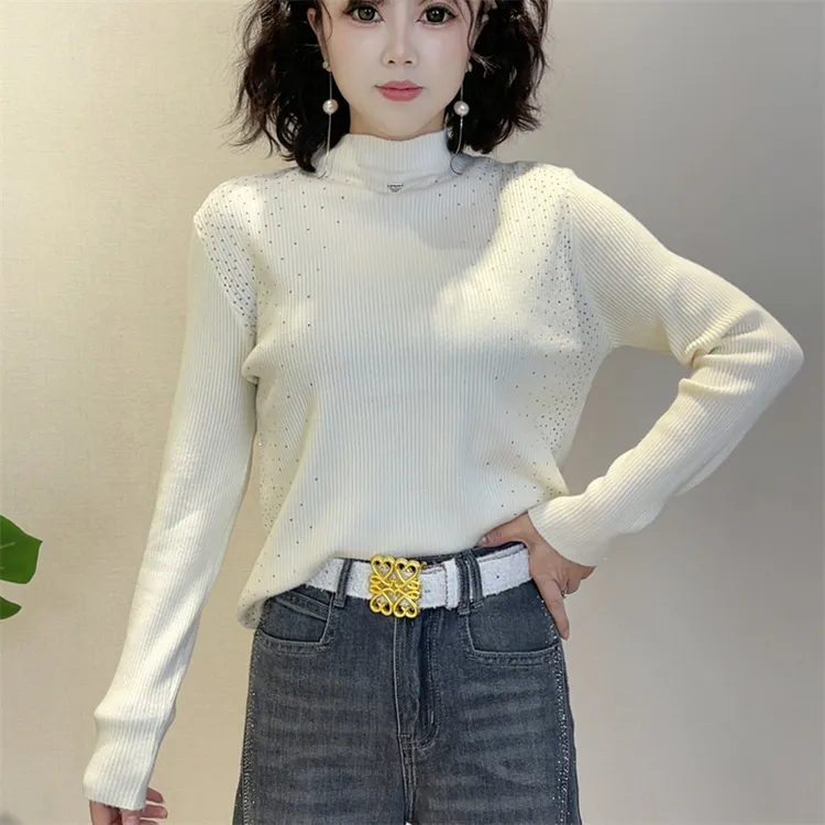 迪否半高领软糯长袖针织衫冬季新款修身内搭加厚打底衫2338