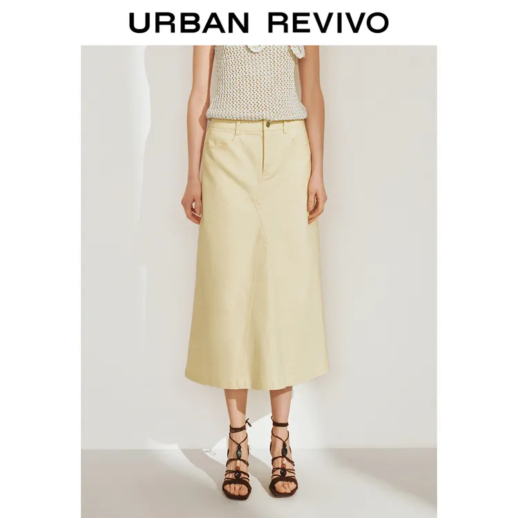 UR2025春季新款女装时尚气质百搭长款高腰A字半裙UWH550014