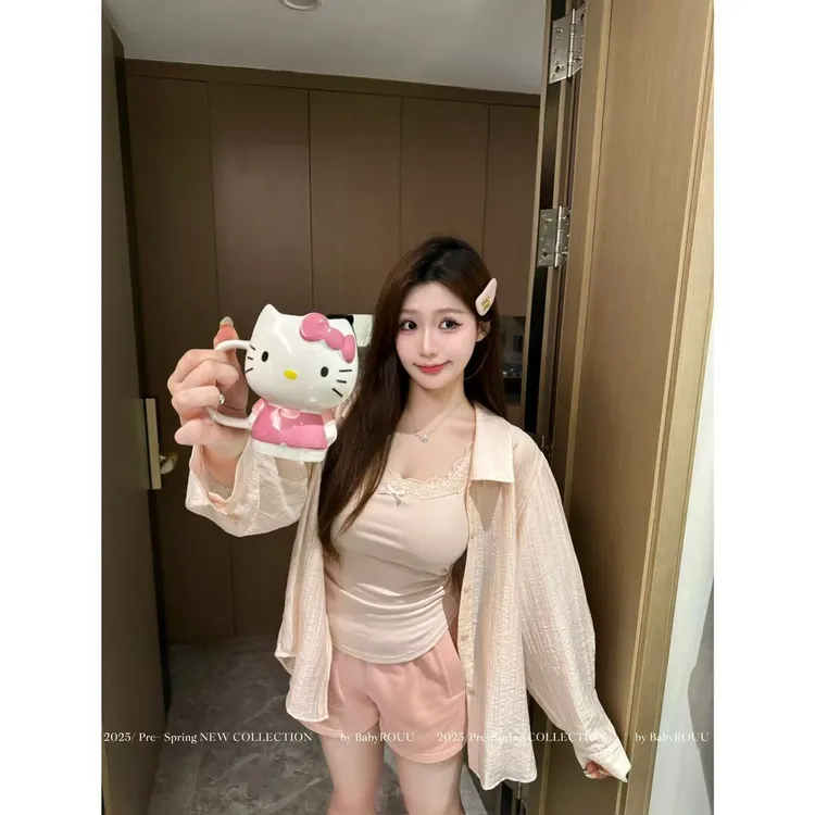 【云感多巴胺】温与柔夏日温柔减龄亲肤柔软透气背心短裤长裤套装