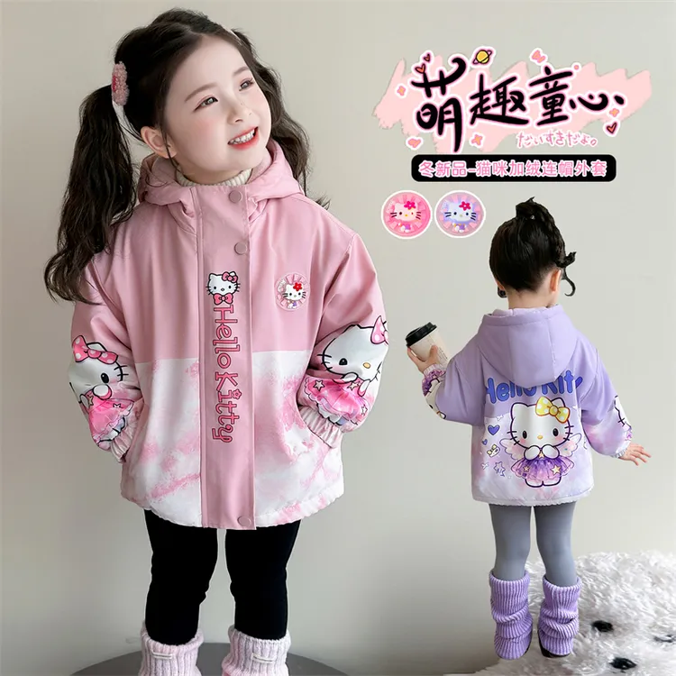 2025年爆款潮流冬季女童时尚冲锋衣外套洋气萌趣儿童潮流休闲外套