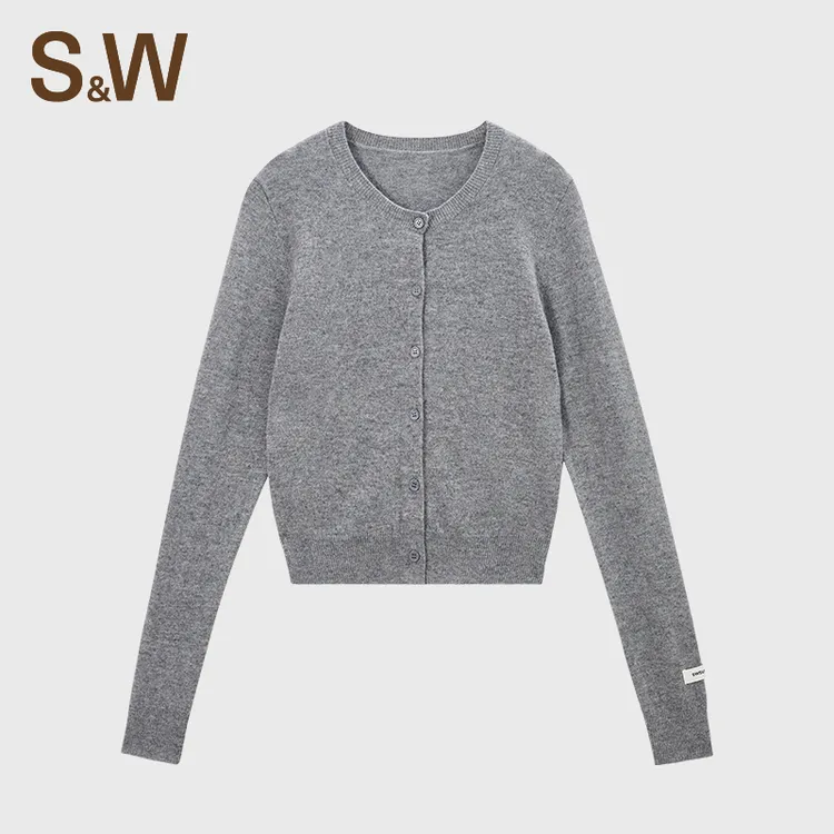 SW速惟  秋冬新款法式针织100羊毛开衫慵懒简约经典百搭外套 4181